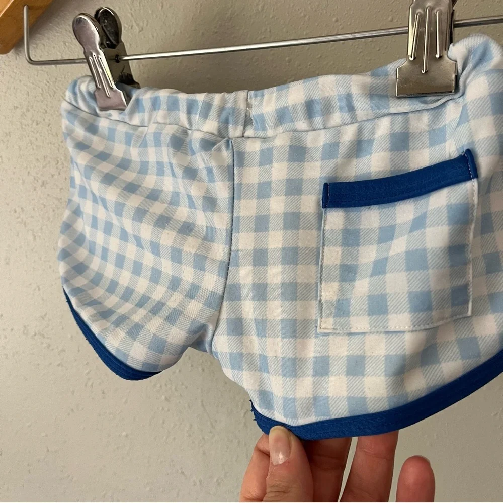 Little Lamb & Co. Blue/White Checkered Euro Style Swim Trunks Size 4T